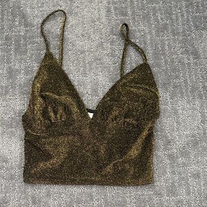 Urban Outfitters Gold Glitter Spaghetti Strap Cami